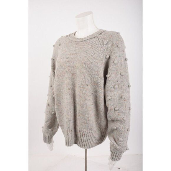 Madewell Womans Palmroy Bobble-Sleeve Pullover Sweater M Gray Crew Neck NWT - Picture 3 of 6